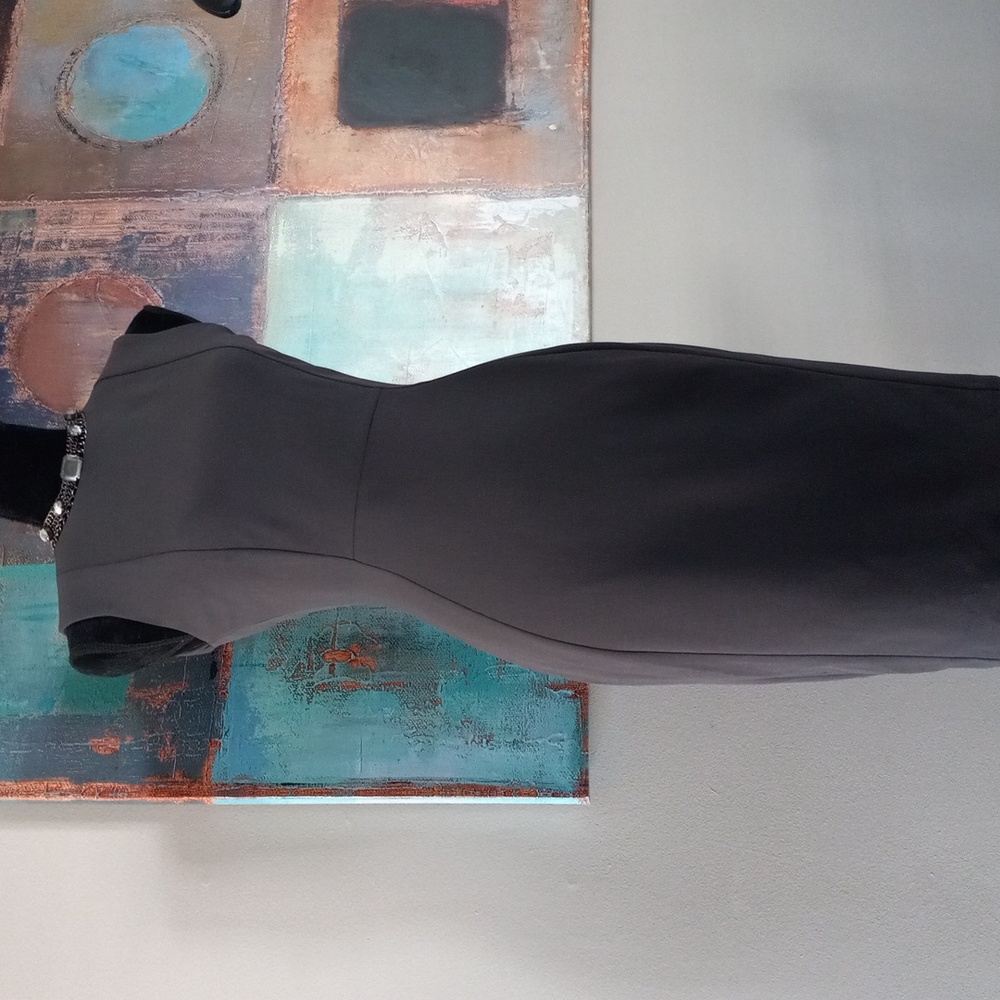 Calvin Klein Charcoal Grey Sleeveless Midi Dress Bodycon Dress Size 2 - Picture 5 of 14
